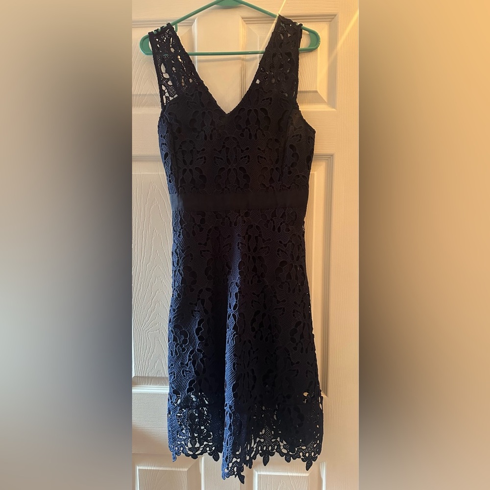 Banana Republic Navy Lace Midi Dress